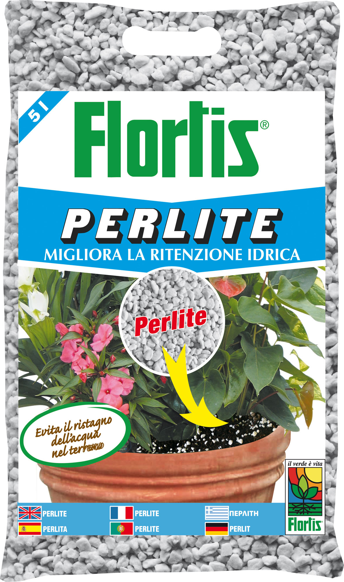Perlite Flortis - Sacco Da 5 Litri Per Giardinaggio, Drenaggio E Coltivazione