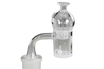 ND02181252 - BRACIERE IN QUARZO BANGER CON CAP E TERP PEARLS | 18mm MASCHIO