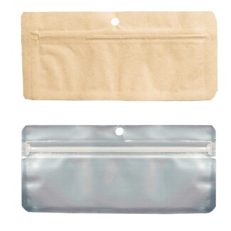 PACK0050 - QNUBU - ZIP BAG SACCHETTO ANTIODORE KRAFT | PREROLLS, EDIBILI E PENNE VAPORIZZATORE 50pz